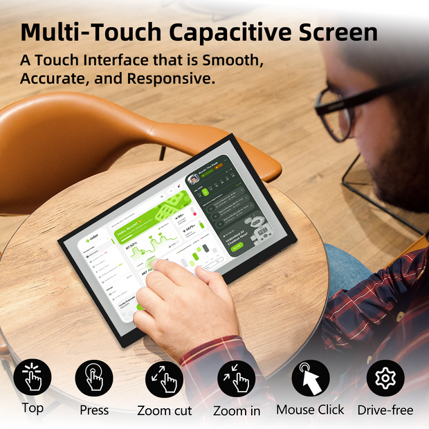 iPistBit Raspberry Pi Screen, 10.1 Inch Touchscreen Monitor, IPS 1024×600, Dual Built-in Speakers, HDMI Portable Monitor Compatible with Raspberry Pi 5/4/3/Zero,Driver Free