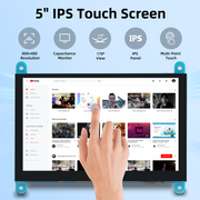 iPistBit 5'' Raspberry Pi Monitor, Capacitive Touchscreen Monitor 800x480 HDMI IPS Screen for Raspberry Pi 5 4 3 2 Zero BB, Driver-Free