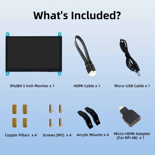 iPistBit 5'' Raspberry Pi Monitor, Capacitive Touchscreen Monitor 800x480 HDMI IPS Screen for Raspberry Pi 5 4 3 2 Zero BB, Driver-Free