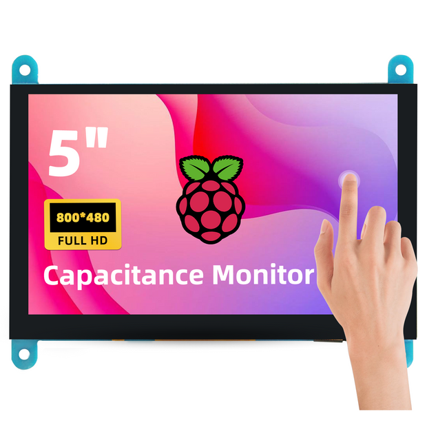 iPistBit 5'' Raspberry Pi Monitor, Capacitive Touchscreen Monitor 800x480 HDMI IPS Screen for Raspberry Pi 5 4 3 2 Zero BB, Driver-Free