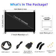 Moniteur iPitsBit Raspbemry Pi, écran LCD 7 pouces 1024x600 pour Raspbery Pi 5 4 3B 2B B4,BB Black, Banana Pi, Windov/s 10/8/7. Pilote gratuit 