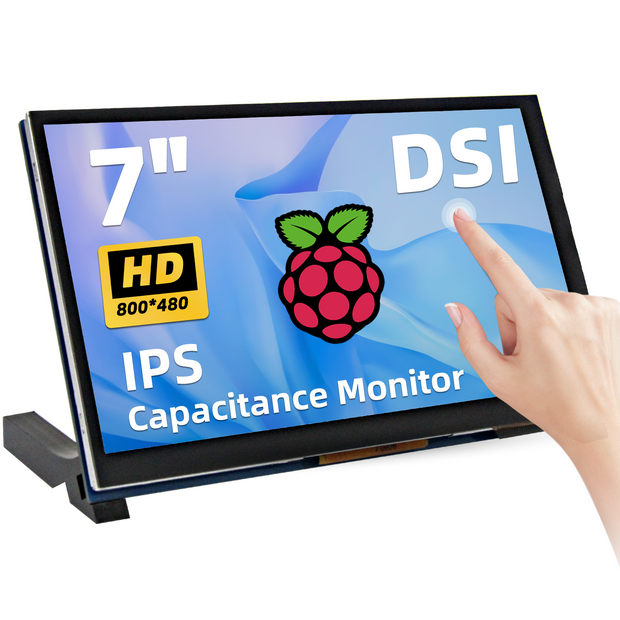 iPistBit 7 Inch Raspberry Pi Monitor Touchscreen, 800x480 DSI IPS Display, 5-Point Touch Capacitive Screen for Raspberry 5/Pi 4B/3B+/3B/B+/Zero/400, Driver-Free