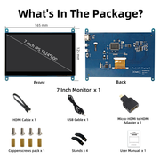 iPistBit 7 Inch LCD Touch Screen, 1024x600 IPS Display with Stand, HDMI Portable Monitor for Raspberry Pi 5/4B/3B+/3B/B+/Zero/400, BB Black, Windows 10 8 7, Free Driver