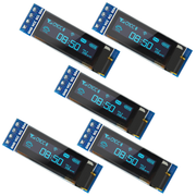 5 Pcs 0.91 Inch I2C OLED Display Module, 128x32 Pixel SSD1306 Luminous OLED Screen Board Compatible with Arduino Raspberry Pi ESP32