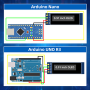 5 Pcs 0.91 Inch I2C OLED Display Module, 128x32 Pixel SSD1306 Luminous OLED Screen Board Compatible with Arduino Raspberry Pi ESP32