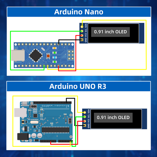 5 Pcs 0.91 Inch I2C OLED Display Module, 128x32 Pixel SSD1306 Luminous OLED Screen Board Compatible with Arduino Raspberry Pi ESP32