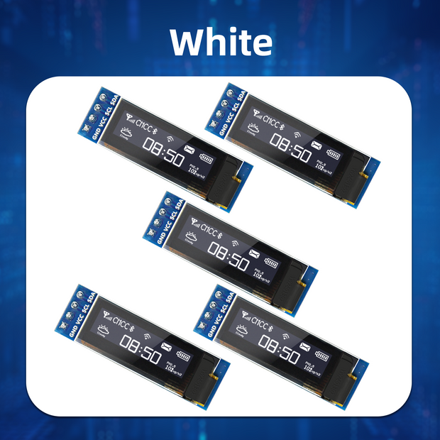 5 Pcs 0.91 Inch I2C OLED Display Module, 128x32 Pixel SSD1306 Luminous OLED Screen Board Compatible with Arduino Raspberry Pi ESP32