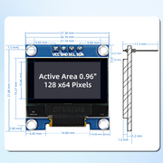 5 Pcs 0.96 Inch OLED Display Module, 128x64 Pixel I2C SSD1306 Luminous OLED Screen Board Compatible with Arduino Raspberry Pi ESP32