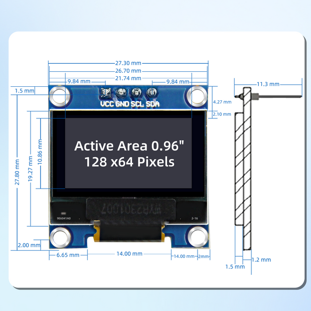 5 Pcs 0.96 Inch OLED Display Module, 128x64 Pixel I2C SSD1306 Luminous OLED Screen Board Compatible with Arduino Raspberry Pi ESP32
