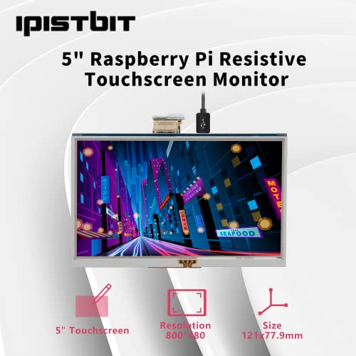 iPistBit 5" Raspberry Pi Touchscreen, 800x480 HDMI Monitor